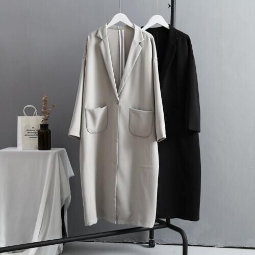 Woman Thin Coat Autumn Loose Trench Coat 2019 Long Windbreaker Overknee Topcoat Female Chiffon Outwear HOLIN