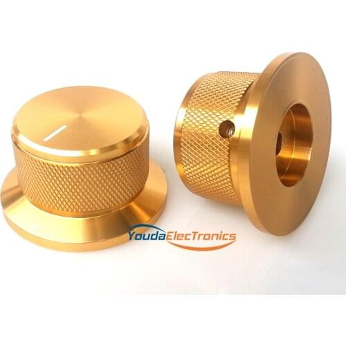 1PC 44X34x25mm Gold Color Aluminium AMP volume potentiometer Knob 6.0mm hole