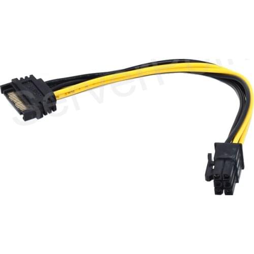 20PCS cable For Video Card factory wholesale 15pin 1* SATA Power to 6pin PCIe PCI-e PCI Express Adapter Cable