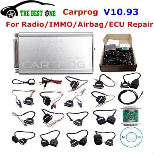 2019 Newest Carprog V10.93 Full 21 Adapters Car Prog 10.93 ECU Chip Tuning 10.05 ECU Programmer IMMO Airbag Reset Tool Free Ship