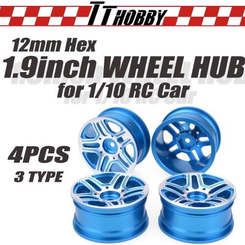 TTHOBYY 4PCS 1.9inch Aluminum Alloy Wheel Rim Hub 3 Types 3 Color for 1/10 RC Car on-Road Crawler Axial Drift HPI HSP TRX-4 D90