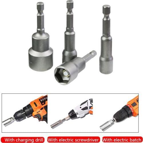 5Pcs/set Hex Shank Power Nut Driver Drill Bit Socket Wrench Screw 6-12mm Magnetic Nut Driver Socket Adapter For Woodworking Tool