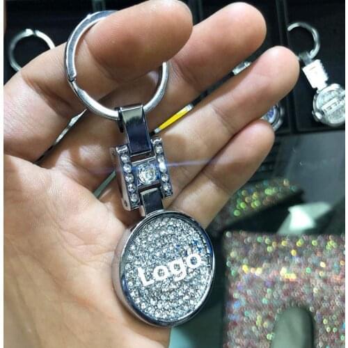 Car Keychain Car Logo Key Ring 3D Metal Emblem Pendant Double Side Zircon Crystal Decoration Lanyard Keychains accessories