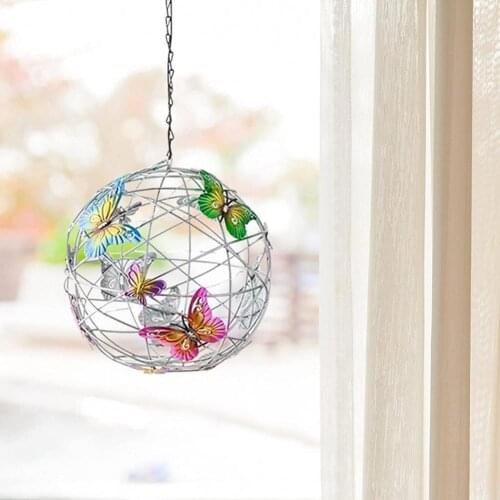 PVC Decroative Exquisite Butterflies Decor LED Lamp Metal Hanging Solar Light Delicate Outdoor Decor