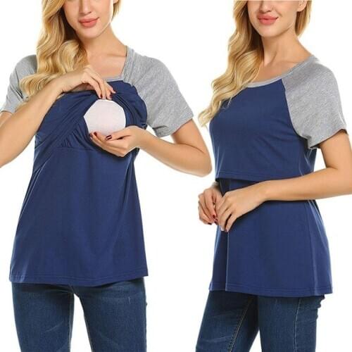Maternity Pregnancy Pregnant Women Nurses Pregnant Women Short Sleeve Breastfeeding T-Shirt Tops Breastfeeding