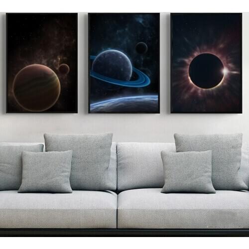 Stars space color decoration living room home Canvas painting wall art printing poster science fiction moon animation sky cartoo