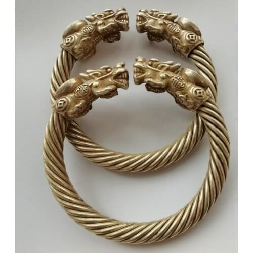 China White copper archaize recruit wealth mythical wild animal Bracelet A pair