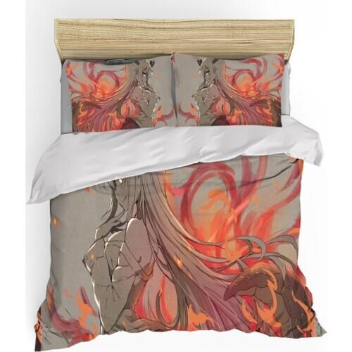 Fashion Long Hair Girl Printed Bedding Set for Home 2/3 3D Animation Down Quilt Cover Microfiber Bed Cover Linen