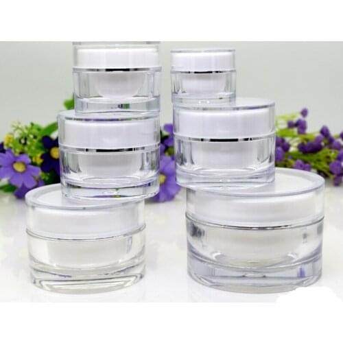 5g-50g Cosmetic Jars Makeup Container White Transparent Empty Jars Refillable Bottles Double-layer Thickened Little Cream Jar