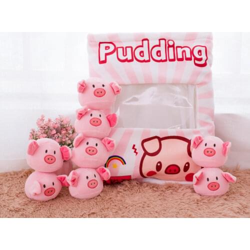 Small Pink Pig Balls Animals Pudding Plushie Toys Sweet Pink Plush Bag Snack Food Pillow Kids Girls Birthday Xmas Gift 38*48cm