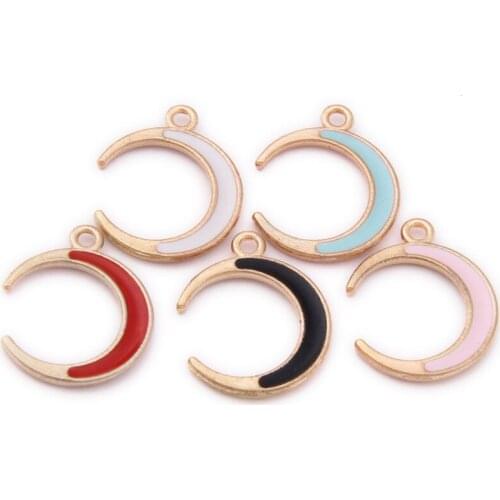 10pcs 20*16mm Fashion Gold metal enamel moon charms Handmade DIY Bracelet pendants Alloy earring Jewelry making Accessories