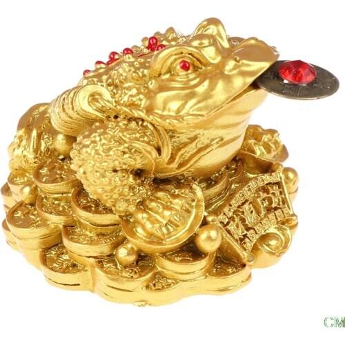 Feng Shui Toad Money LUCKY Fortune Wealth Chinese Golden Frog Toad Coin Home Office Decoration Tabletop Ornaments Lucky