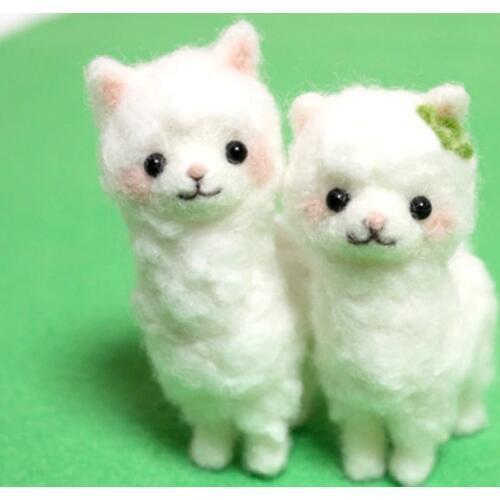 Cute alpaca cartoon animal set wool needlepoint kit wool felt needle felting decoration craft needlecraft DIY handmade 6