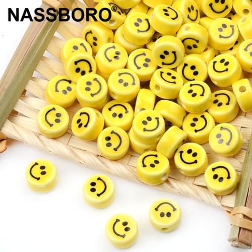 2021 New 8-16mm Smile Double Face Ceramic Beads for Jewelry Making Diy Bracelet Necklace Smiley Beads Accessories Charm