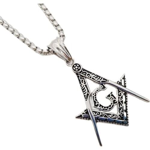 New Free masonry pendant necklace 316L Stainless steel necklace gold color Free mason symbol hip hop necklace CARA0502