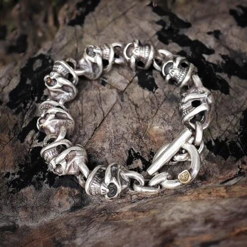 New Design Takayama Long Motorcycle Skull Silver Bracelet Domineering Trend Fashion Mens Bracelet Jewelry Accessories
