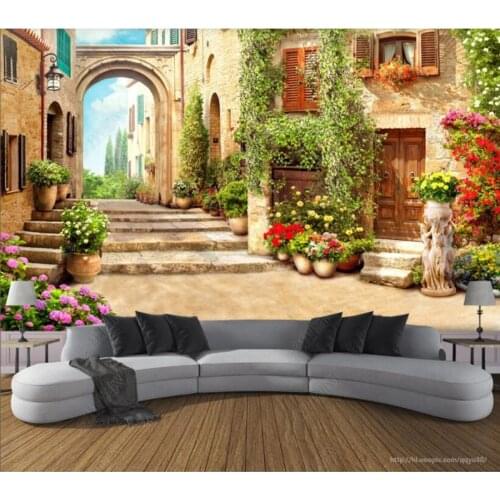Papel de parede European town street view background wall 3d wallpaper,bedroom KTV bar mural wall decor