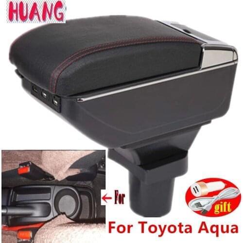 For Toyota Aqua Armrest For Toyota Aqua Prius C Interior Parts special Retrofit Car Armrest Center Storage box with USB LED
