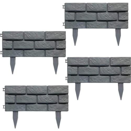 4Pcs/Lot Garden Border Removable Splicing Plastic Fence Imitation Brick Effect Detachable Splicing Fencing Outdoor Decoration