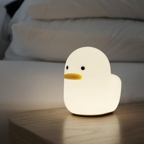 Cute LED Silicone Night Light Duck Shape Soft Touch Sensor Lamp Adjustable Bedroom Bedside Lamp Creative Childrens Gifts