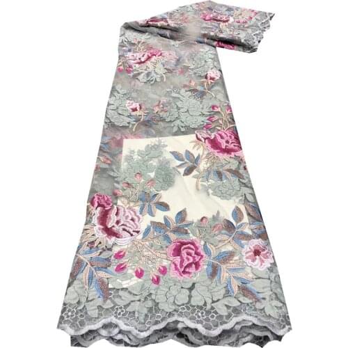 SJ Lace African Lace Fabric 2021 High Quality Lace French Nigerian Mesh Sequins Lace Fabrics For Wedding Dress Sewing xb3-83