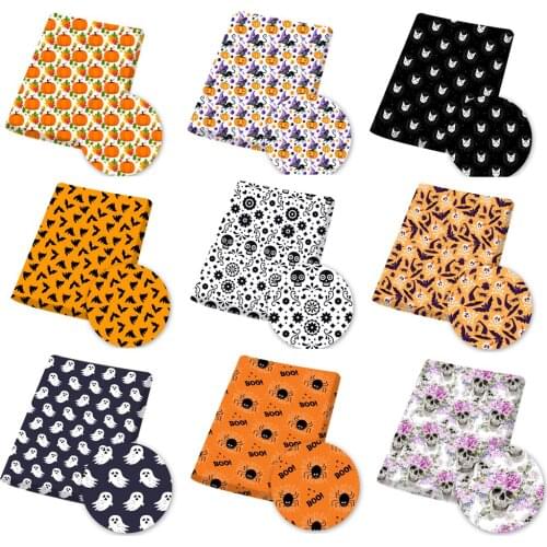 Halloween Polyester Cotton Fabric By The Meter Skeleton Ghost Printed Cloth Sheets For Sewing Dress Hat DIY Crafts Supplies