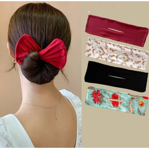 Bow Fabric Hair Band Meatballs Hair Band Sweet Printed Plate Hair Device Stewardess Bud Head Plate Hair Work Tie Hair Lazy