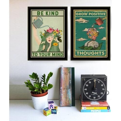 Mental Grow Positive Thoughts Be Kind To Your Mind Paper Poster Painting Decorative Wall Art Home Decor