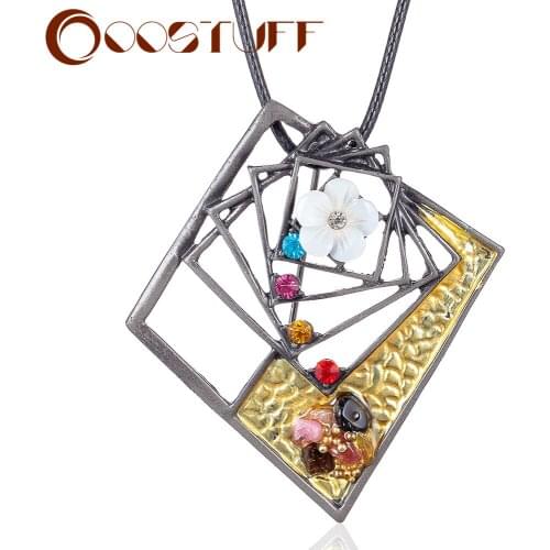 Vintage Jewelry Necklace for Women Geometric Long Chains Pendant Colored Beads Collar Chocker Accessories Cute Jewlery Gifts
