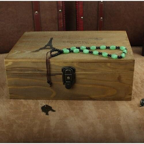Zakka retro wood box with lock storage box large secret lockable storage box to do the old wood large