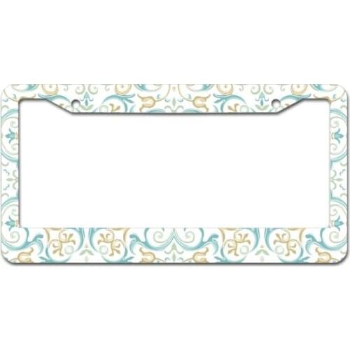 Peceeta Flowers Pattern Green License Plate Frame 2 Holes 1 Frame Matte Aluminum Applicable to US Standard Car white 16x31cm"]