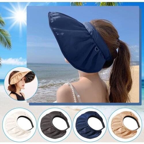 Women Shading Hat Fashion Beach Summer Cycling Empty Top Face Cover Sun Cap Easy Let Out Hair Back Hat