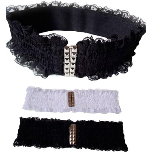 Retro Totem Wide Lace Waistband Women Black White Elastic Stretch Dress Waist Belt Buckle Band Ladies Dress Decoration #L12