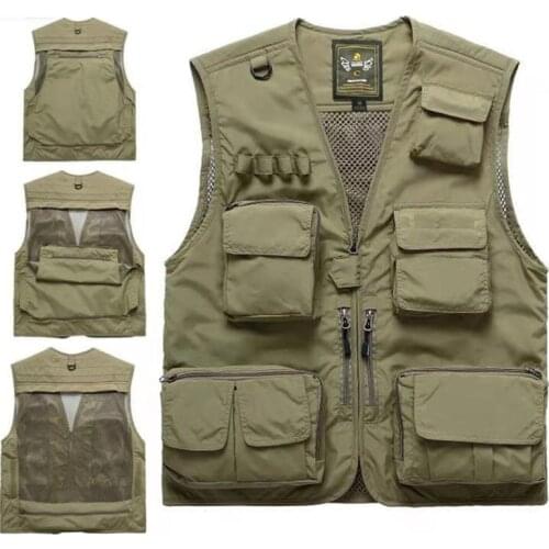 Multi-pocket Mesh Vest Men Plus Size 7XL Summer Casual Breathable Vest Photography Waistcoat Quick Dry Fishing Colete Masculino