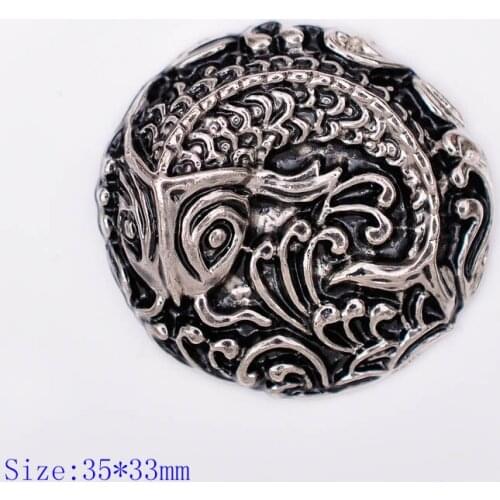 35*34MM 10PC WESTERN AUTIQUE SLIVER JAPAN KOI FISH LEATHER CRAFT DECORATION WORKING CONCHOS HORSE SADDLES SCREW BACK