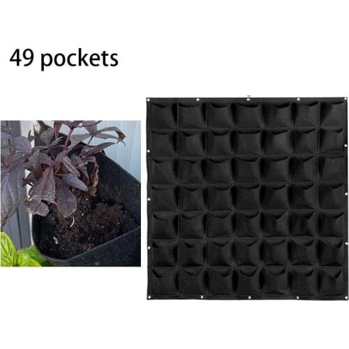 49 Pockets Hanging Pots Vertical Wall-mounted Planting Bags Black Flower Plant Bag Nursery Bags Garden Supplies Jardinage Yard