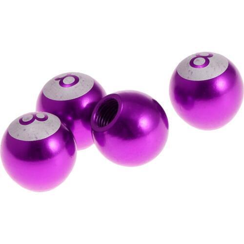 4x 8 Ball Style Universal Motor Car Wheel Tire Air Valve Stems Cap Dust Cover Caps Purple