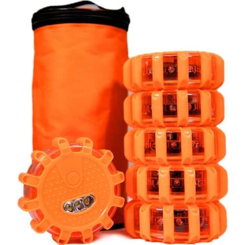 6pcs Magnetic LED Strobe Warning Light Emergency Road Rescue Safety Flashing Lights Car Roadside Beacon lamp Flare