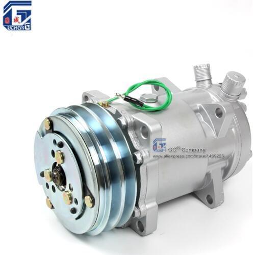 Sanden SD510 5H16 510 SD5H16 Compressor 12V / 24V 2 Groove V Belt Pulley Tractor Excavator Heavy Duty Truck Muscle Car Universal