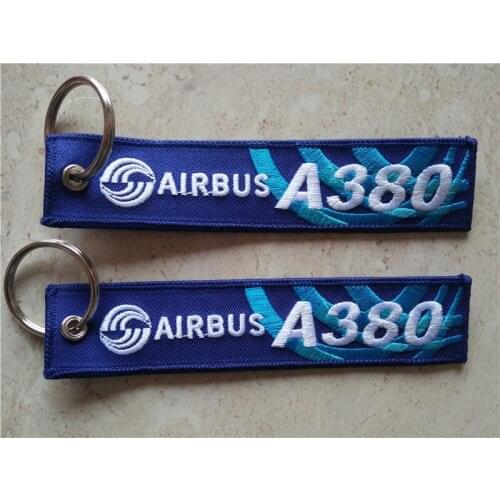 Airbus A380 Fabric Embroidery Aviation Keychain