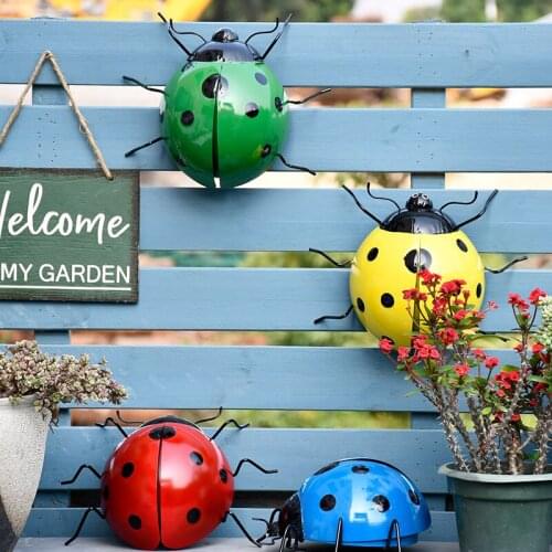 American Wrought Iron Beetle Wall Hanging Crafts Outdoor Garden Courtyard Ornaments Kindergarten Farmhouse Figurines Decoration