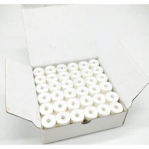 White Color Sideless Type L 75D/2 144PCS/BOX for Embroidery Machine Pre-wound Bobbin Thread