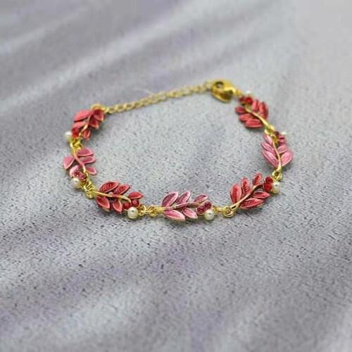 Bracelet Female Enamel Dripping Oil Leaf Set Fashion Girl Trend Line Bracelet Jewelry Manufacturer