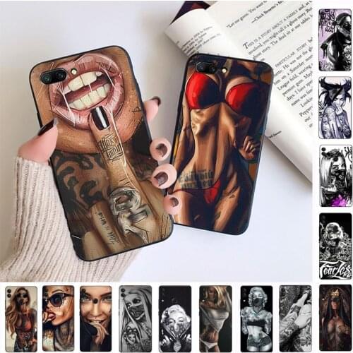 Sexy Sleeve Tattoo hot Girl soft Phone Case For huawei honor 10 10i 10lite 8c 8A 8X 9 9A 9lite 20 20s 20i 20lite mate20 Cover