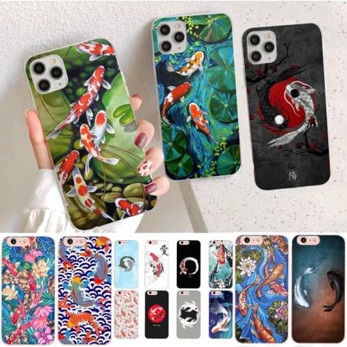 YNDFCNB Koi Fishes Phone Case for iPhone 11 12 pro XS MAX 8 7 6 6S Plus X 5S SE 2020 XR cover