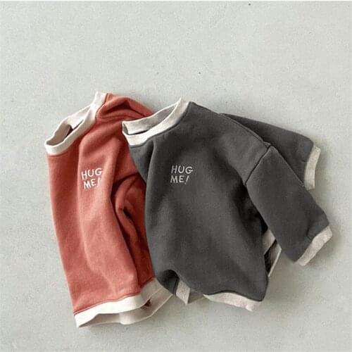 Childrens Clothing 2021 Spring Baby Boys Girls Korean Letter Print Hoodies Kids Casual Loose Cotton Sweatshirts Baby Pullovers