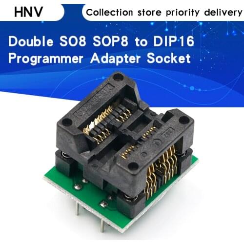 Double SO8 SOP8 to DIP16 Programmer adapter Socket 200mil 208mil