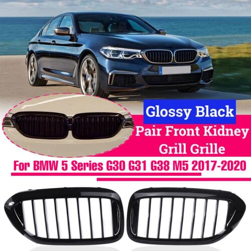 Pair Glossy Matte Black Front Kidney Grill Grille For BMW 5 Series G30 G31 G38 M5 2017 2018 51137390864 51137390865 51137390866