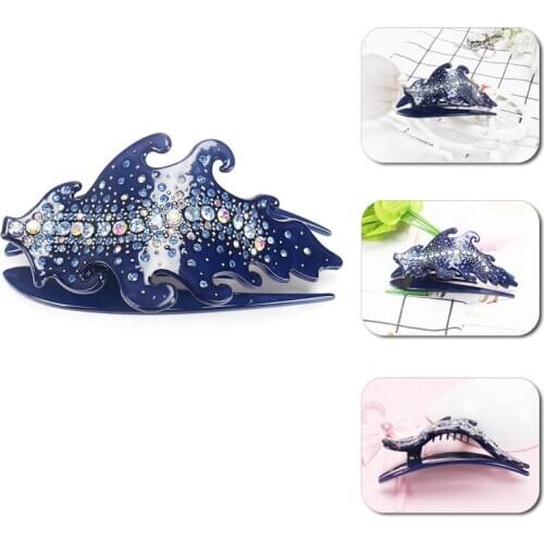Good Quality Hair Ornaments Goldfish Shaped Women Comb Clip Chic Rhinestone Ball Hairclips Acrylic Hair Clips