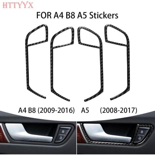 Carbon fiber car interior, door handle frame panel decoration, Suitable For Audi A4 B8 A5 Q5 2009-2016 car stickers